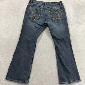 Mek Denim USA Jeans Men 35x31* Branner Bootcut Straight Embroidered Button Fly
